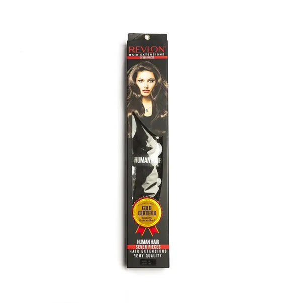 Extensiones De Clip Seven Piece Cabello 100% Natural Revlon 18" #1B (Castaño Oscuro)