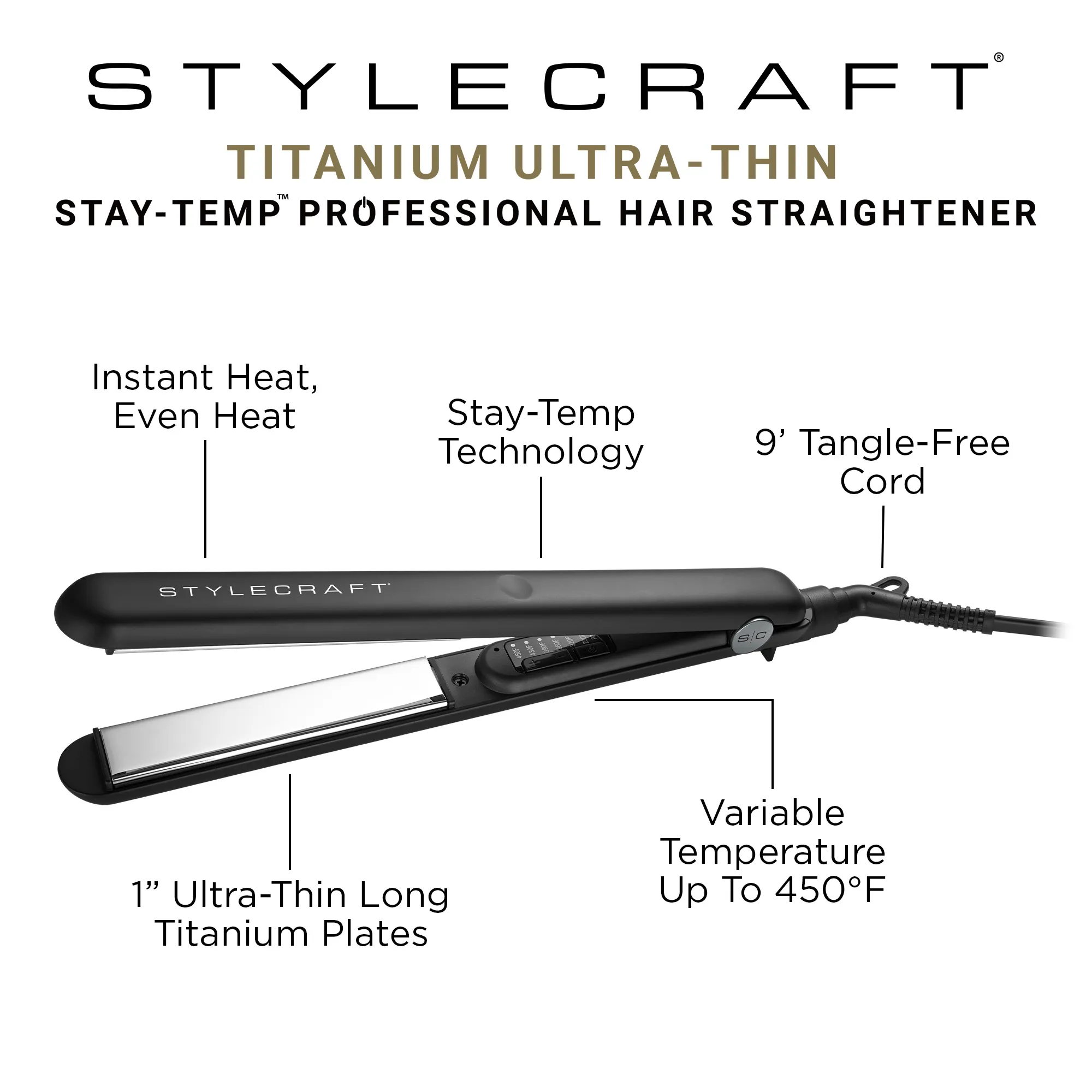 Plancha De Cabello Stylecraft Titanium Ultra Thin Stay Temp - Imagen 2
