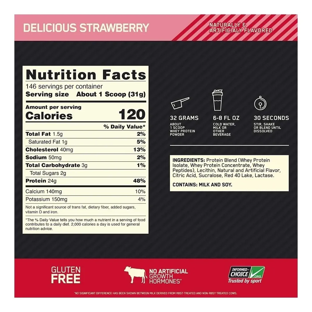 Suplemento En Polvo On Whey Protein Strawberry 10 Lb - Imagen 2
