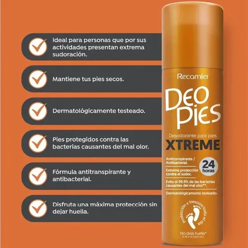 Desodorante De Pies Deo Pies Spray 260 Ml Xtrem - Imagen 3