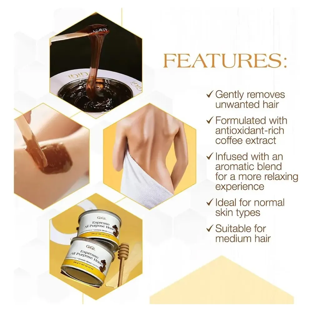 Cera Para Depilar Gigi All Purpose Soft Wax Espresso 14 Oz