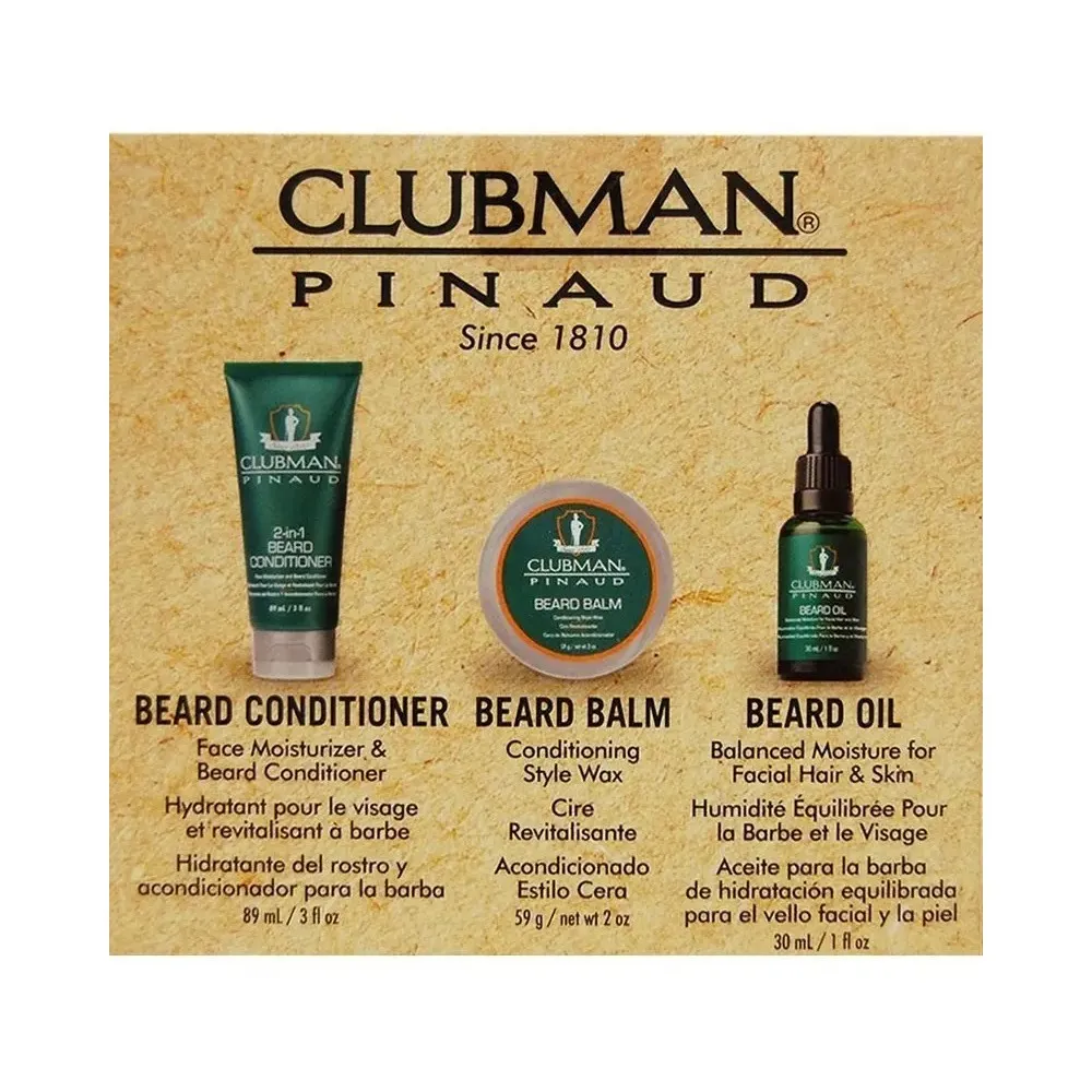 Clubman Kit Para La Barba 3 En 1 Acondicionador Aceite Cera