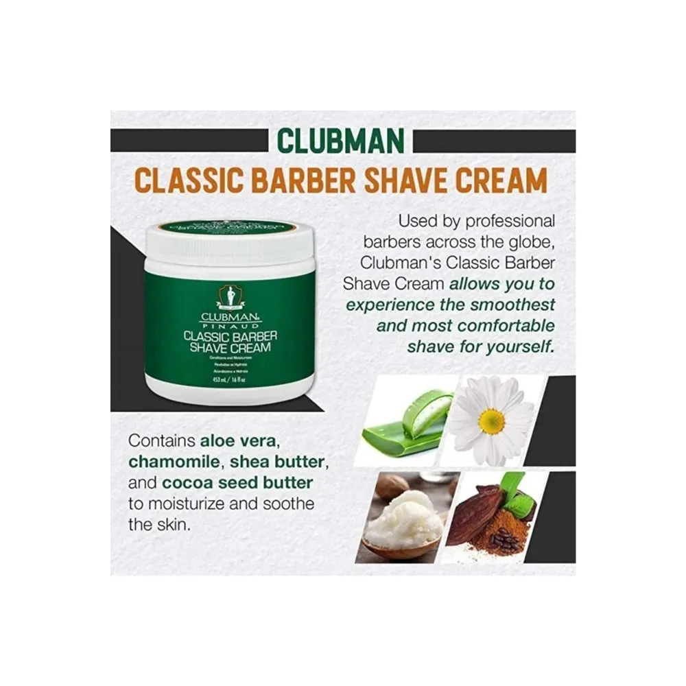 Crema Para Afeitar Clubman Pinaud Barber Shave Cream 453ml