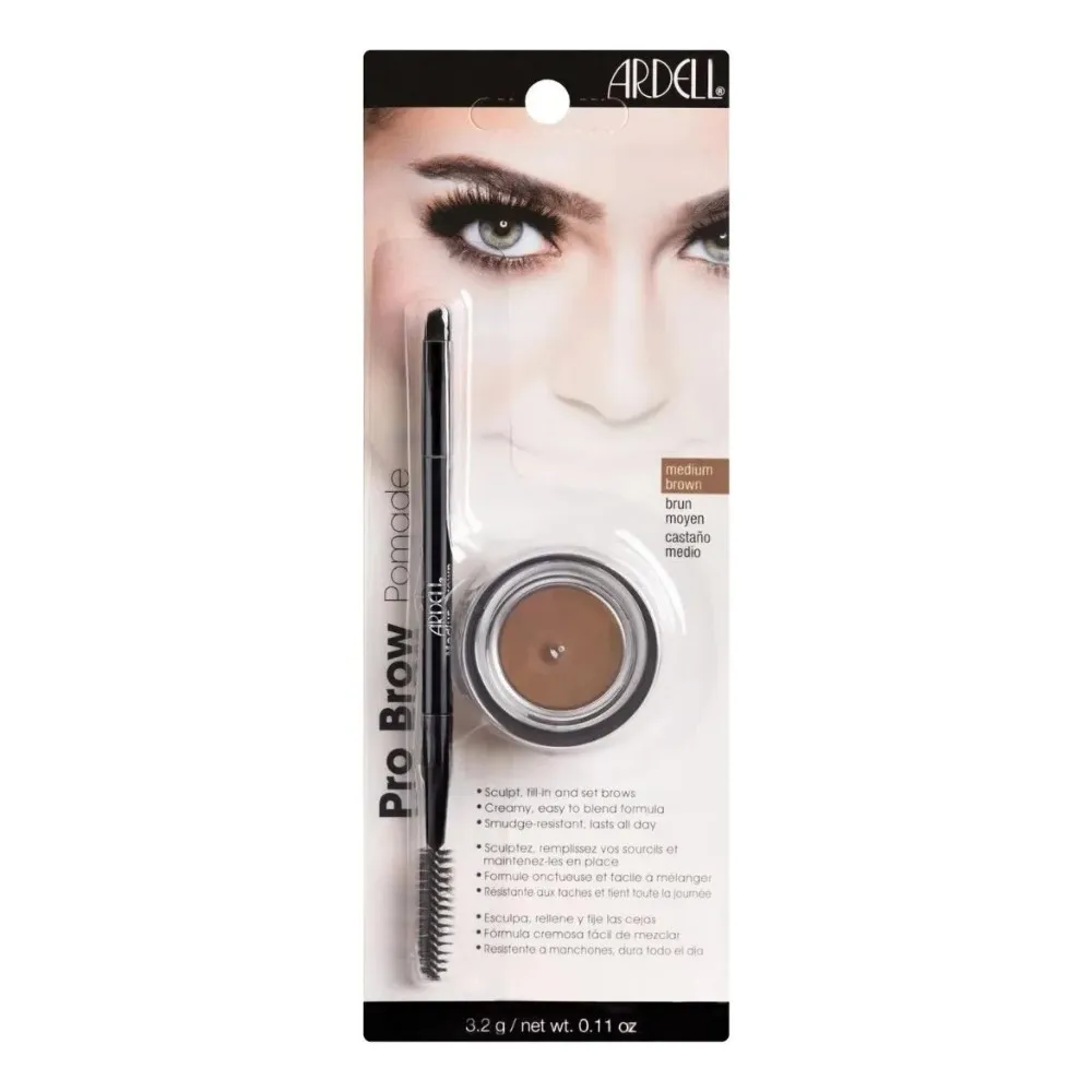Pomada Para Cejas Ardell Brow Pomade Con Brocha Punta Doble Color Medium Brown
