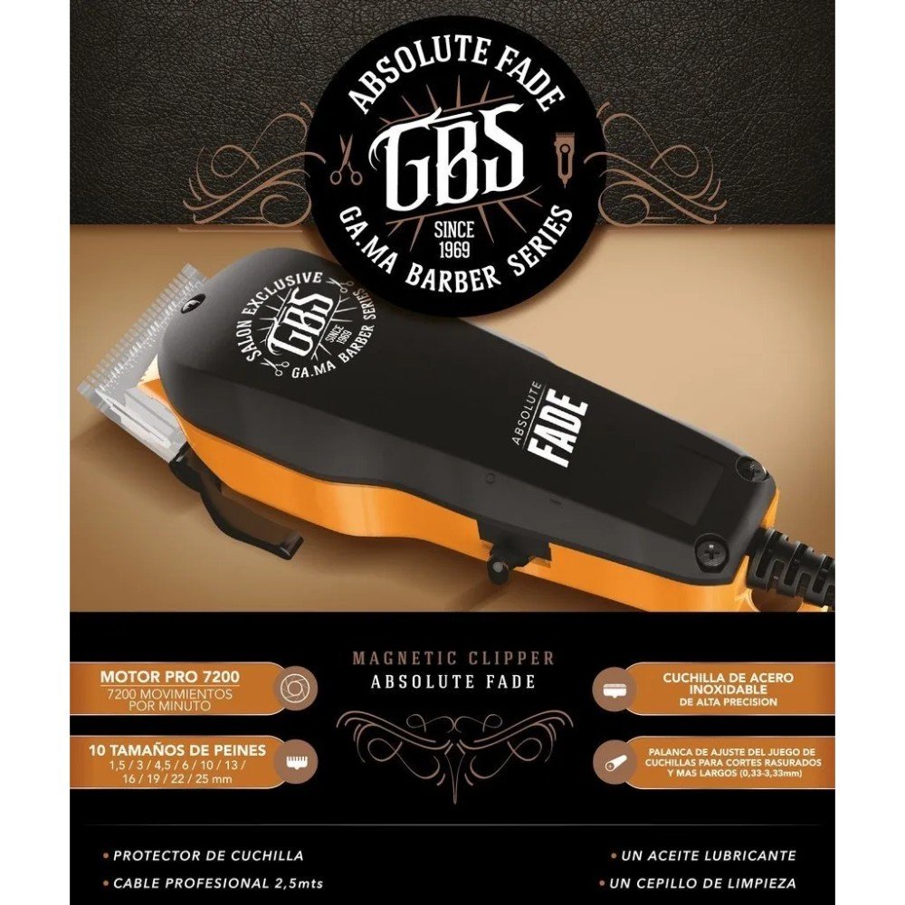 Máquina De Afeitar Corte Absolute Fade Gama Barber Series Negro
