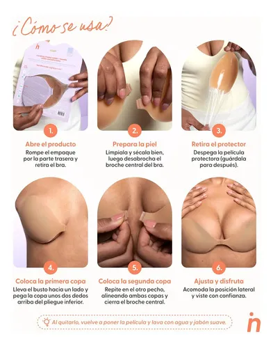 Brasier Push Up Invisible Adhesivo De Silicona, Nipskin Caramel Liso Smally - Imagen 3
