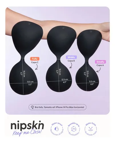 Brasier Push Up Invisible Adhesivo De Silicona, Nipskin Black Liso Fully - Imagen 3