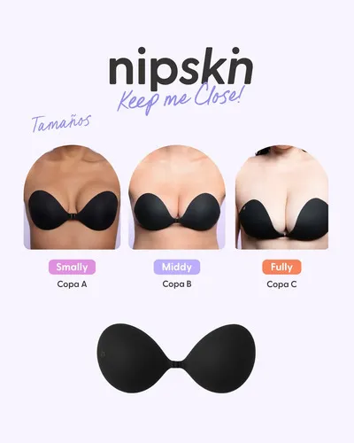 Brasier Push Up Invisible Adhesivo De Silicona, Nipskin Black Liso Middy - Imagen 2