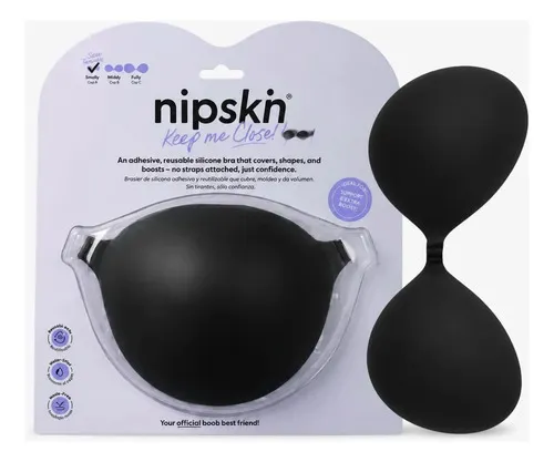 Brasier Push Up Invisible Adhesivo De Silicona, Nipskin Black Liso Fully