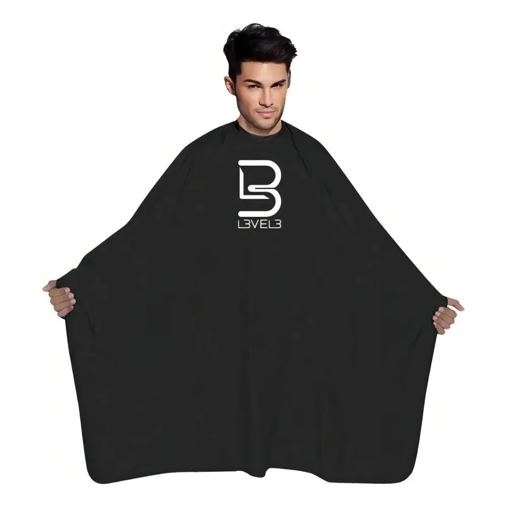 Capa De Peluquería Barberia Level 3 Negro Profesional Cómoda Lv3