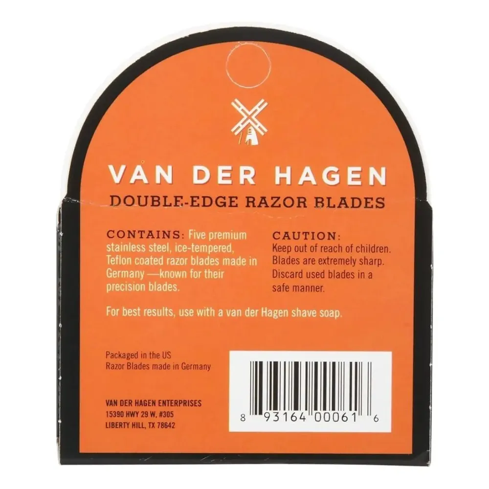 Navajas Doble Filo Para Afeitar Van Der Hagen Pack De 5 Plateado
