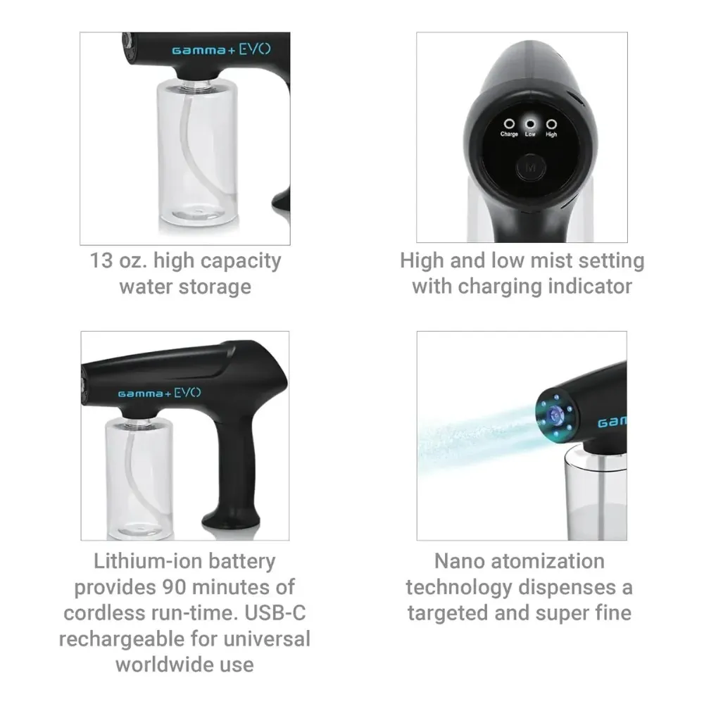 Pulverizador De Agua Inalámbrico Gamma+ Evo Nano Mister Negro
