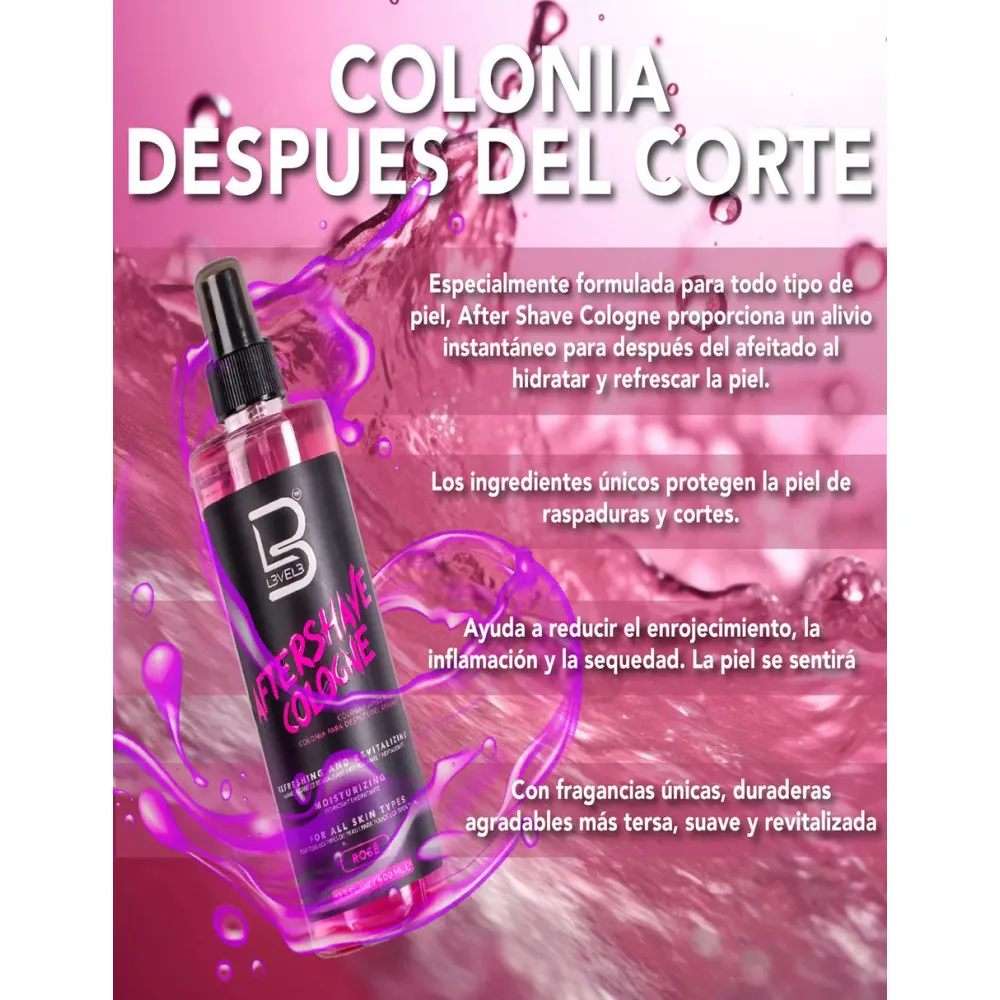 Colonia After Shave Para Barberia Level 3 Hidratante 400 Ml - Imagen 3