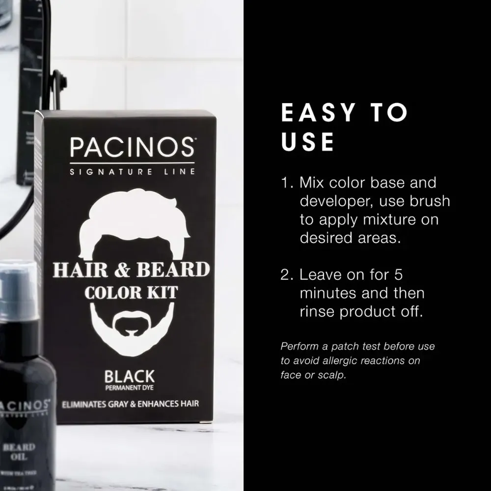 Pacinos Kit De Color Para Cabello Y Barba Color Negro No Aplica