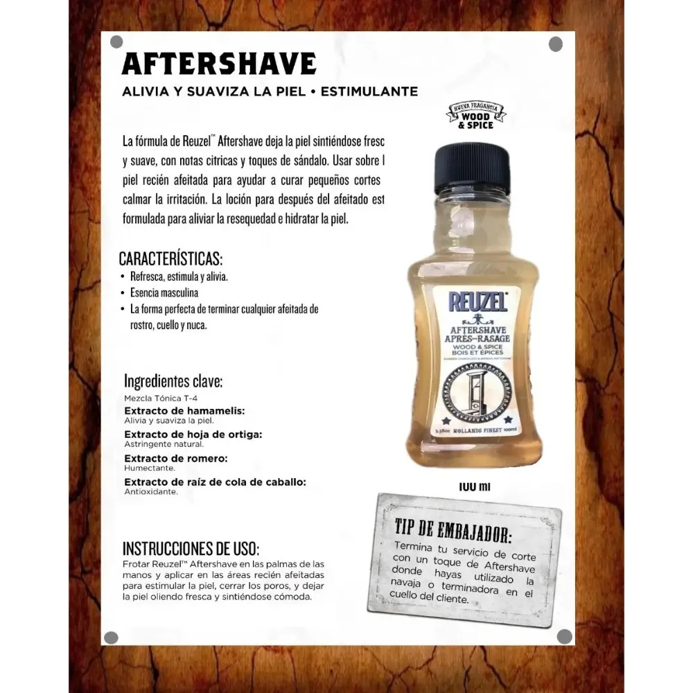 Reuzel Wood & Spice Aftershave Loción Después de Afeitar 100 ml