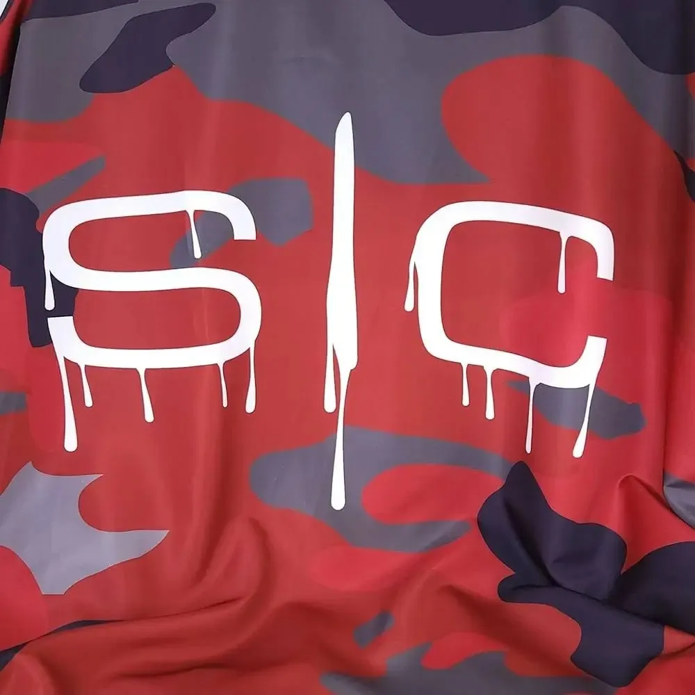 Capa De Barbero Estilista Peluqueria Camo Stylecraft Camuflado Rojo