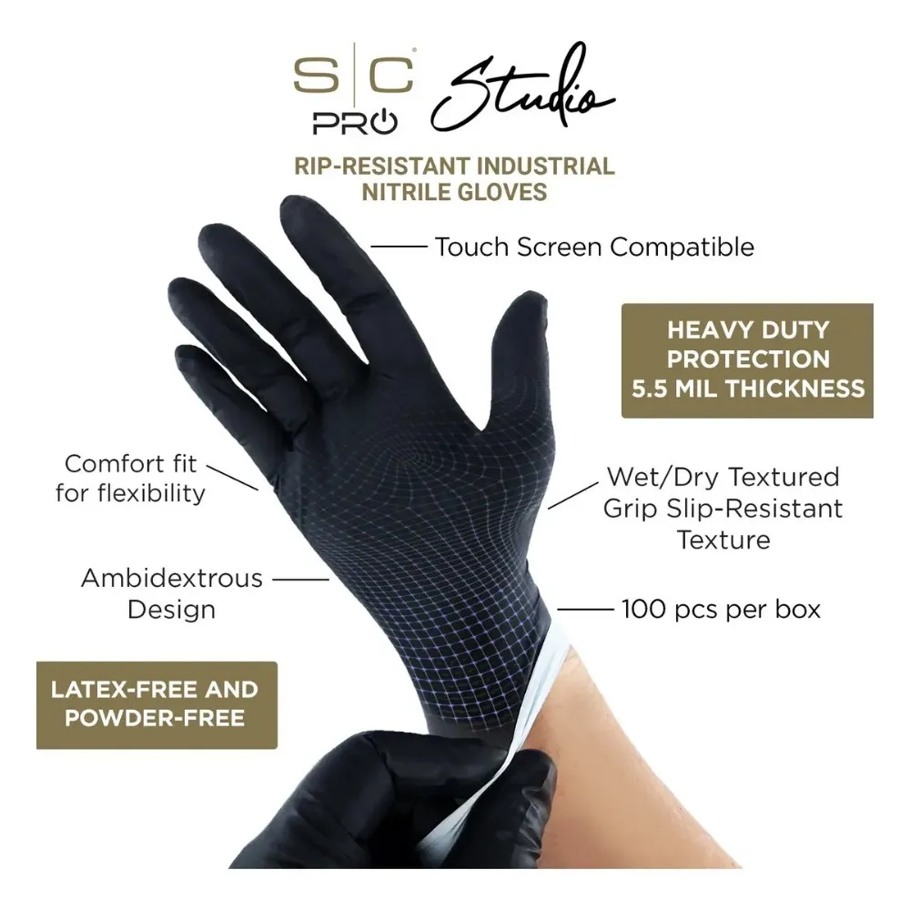 Guantes Descartables Stylecraft Guantes De Nitrilo Color Negro Talle P X 100 Unidades