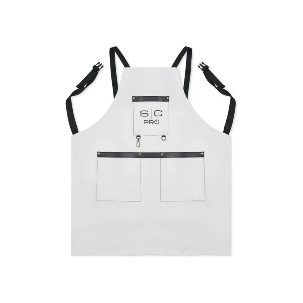 Mandil para Barbero y Estilista Stylecraft, de Algodón Poliéster en Blanco Clásico