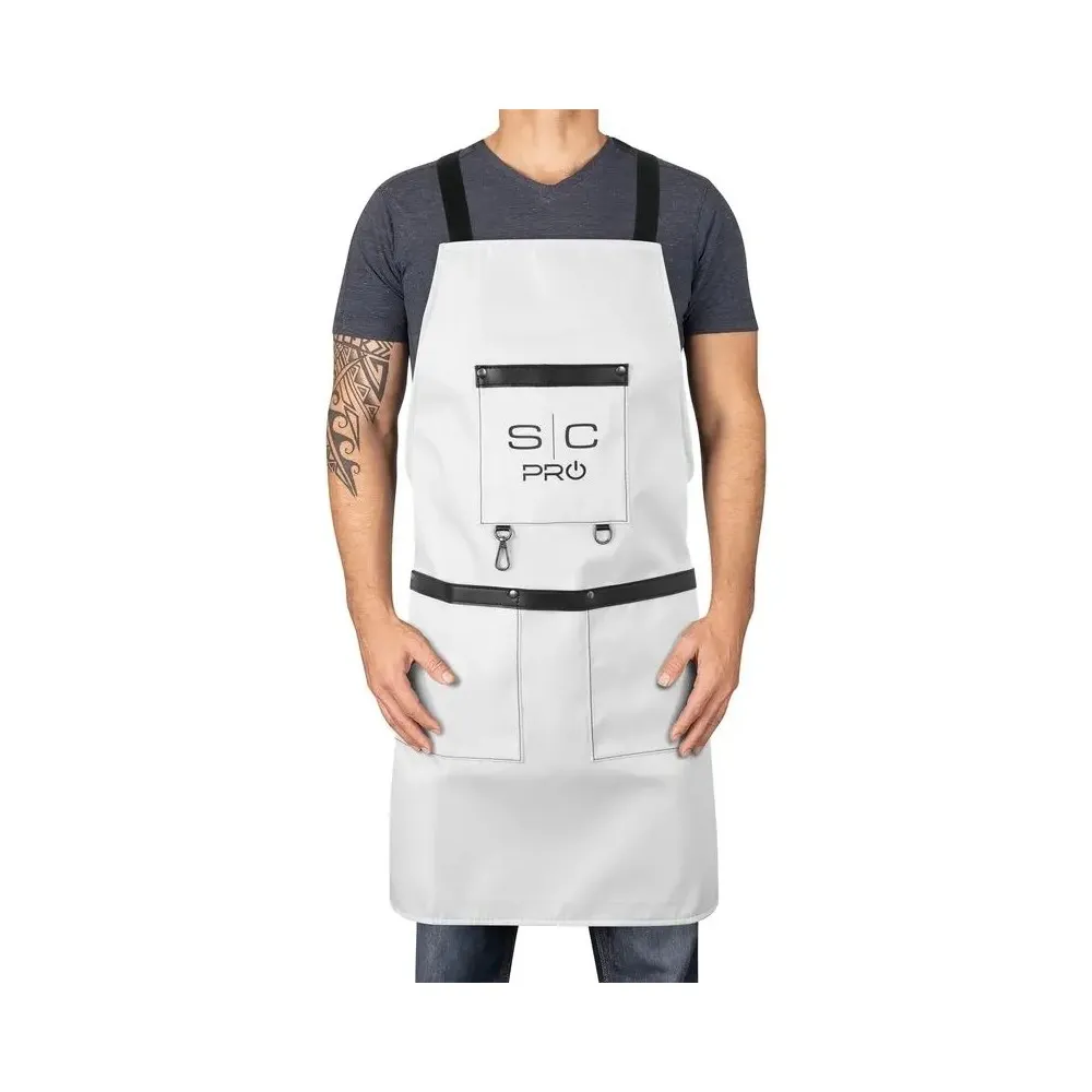 Mandil para Barbero y Estilista Stylecraft, de Algodón Poliéster en Blanco Clásico
