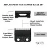 Set Cuchillas De Repuesto Para Maquina Clipper Faper Sc Color Negro