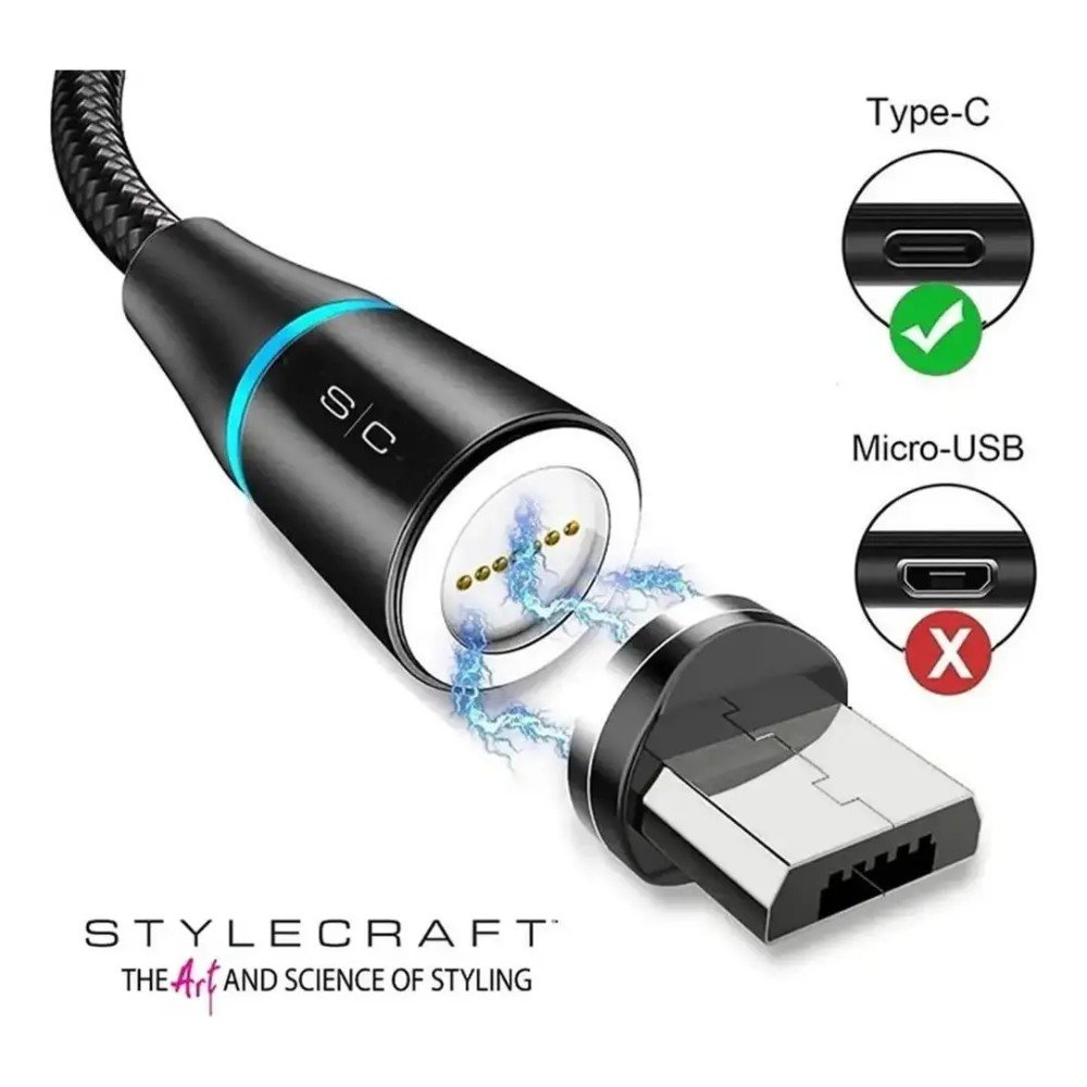 Cable De Carga USB-C Magnetico Stylecraft Negro