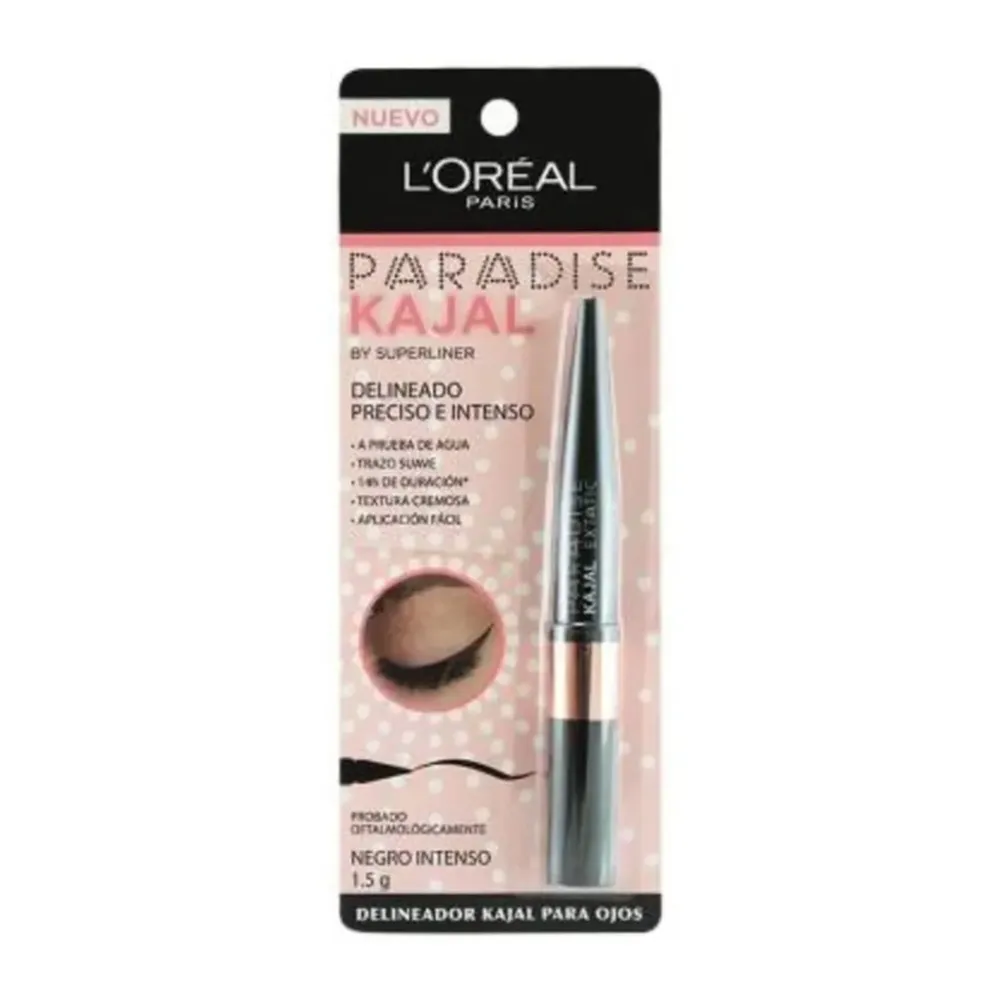 Delineador De Ojos Loreal Paradise Kajal Larga Duracion Negro Intenso